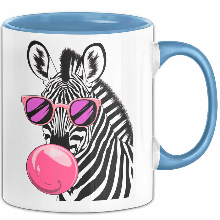 Zebra Kaugummi Tasse Geschenk Lustige Geschenkidee Spruch Blau Trendation