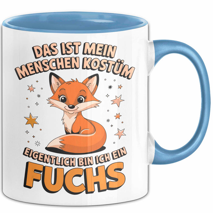 Fuchs Tierliebhaber Tasse Geschenk Lustige Geschenkidee Spruch Eigentlich Bin Ich Ein Fuchs Blau Trendation