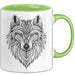 Wolf Tasse Geschenk Wolf für Wildtierliebhaber Grün Trendation