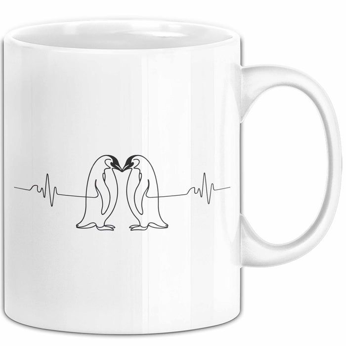 Pinguin Herzschlag Tasse Geschenk Lustige Geschenkidee Spruch Weiß Trendation