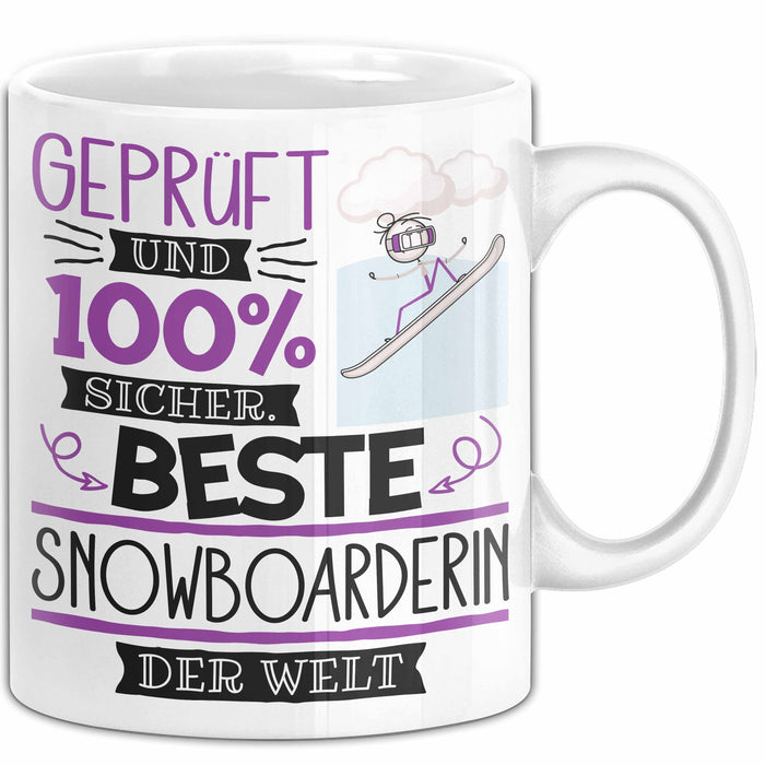 Beste Snowboarderin Der Welt Tasse Geschenk für Eine Snowboarderin Geprüft Und Sicher Geschenkidee Geburtstag Weihnachten Weiß Trendation