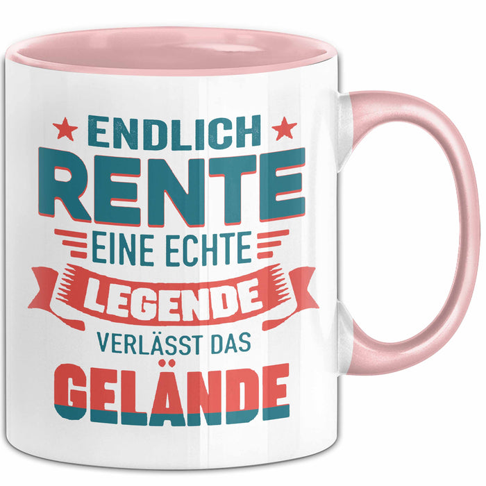 Rentner Pensionär Sarkasmus Tasse Geschenk Lustige Geschenkidee Spruch Endlich Rente Eine Echte Legende Verlässt Das Gelände Rosa Trendation