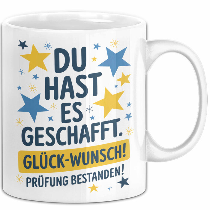Schüler Abschluss Tasse Geschenk Lustige Geschenkidee Spruch Du Hast Es Geschafft Weiß Trendation
