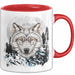 Wolf Tasse Geschenk Abstrakt Wölfe Mondlandschaft Geschenkidee Rot Trendation