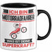 Motorradfahrer Tasse Geschenk für Motorradfahrer Geburtstag Lustiger Spruch Kaffee-Becher Was Ist Deine Superkraft Schwarz Trendation
