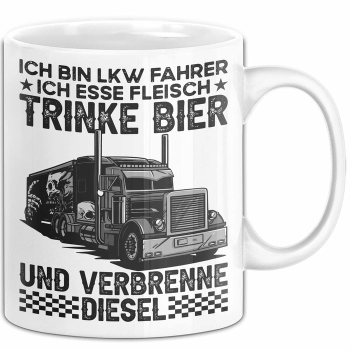 Lkw Fahrer Trucker Tasse Geschenk Lustige Geschenkidee Spruch Ich Bin Lkw Fahrer Ich Esse Fleisch Trinke Bier Und Verbrenne Diesel Weiß Trendation