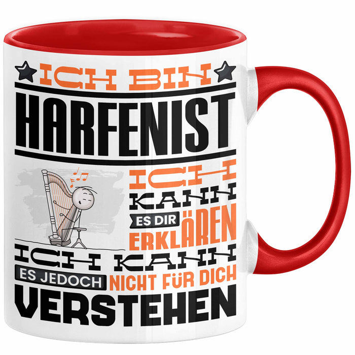 Harfenist Geschenk Tasse Lustige Geschenkdiee für einen Harfenist Geburtstag Ich Bin Harfenist Ich Kann Es Dir Erklären Aber Nicht Für Dich Verstehen Rot Trendation