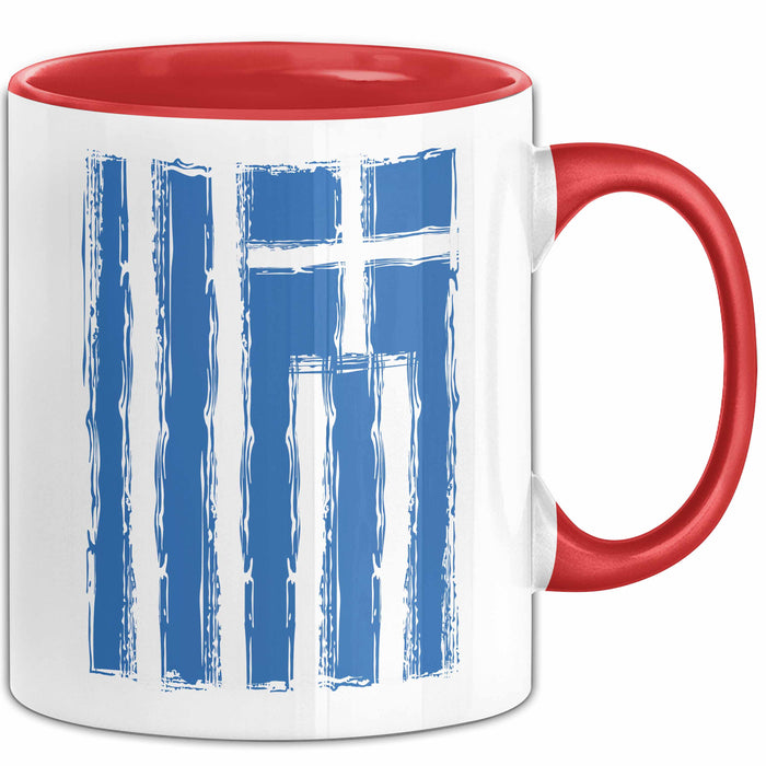 Griechenland Tasse Geschenk Grieche Flagge Hoch Kaffee-Becher Rot Trendation