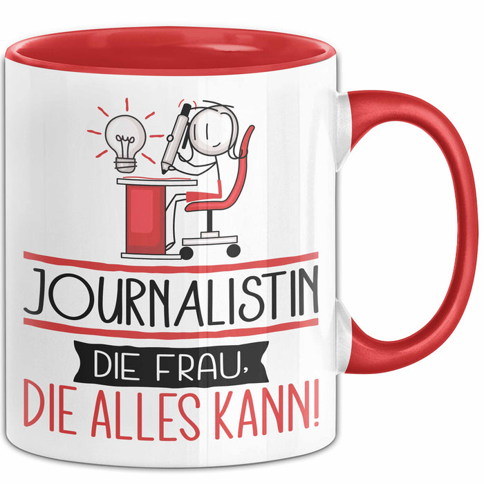 Journalistin Geschenk Tasse Becher Die Frau Die Allen Kann Geschenkidee für eine Journalistin Lustig Rot Trendation