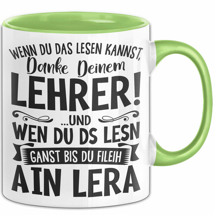 Lehrer Tasse Geschenk Bester Lehrer Wenn Du Das Lesen Kannst Geschenkidee Grundschullehrer Lehrerin Grundschule Grün Trendation