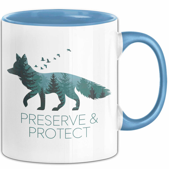 Fuchs Tierliebhaber Tasse Geschenk Lustige Geschenkidee Spruch Bewahren & Schützen Blau Trendation