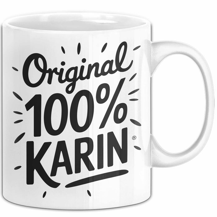 Karin Tasse Geschenk Original 100% Karin Geschenkidee Geburtstag Weiß Trendation
