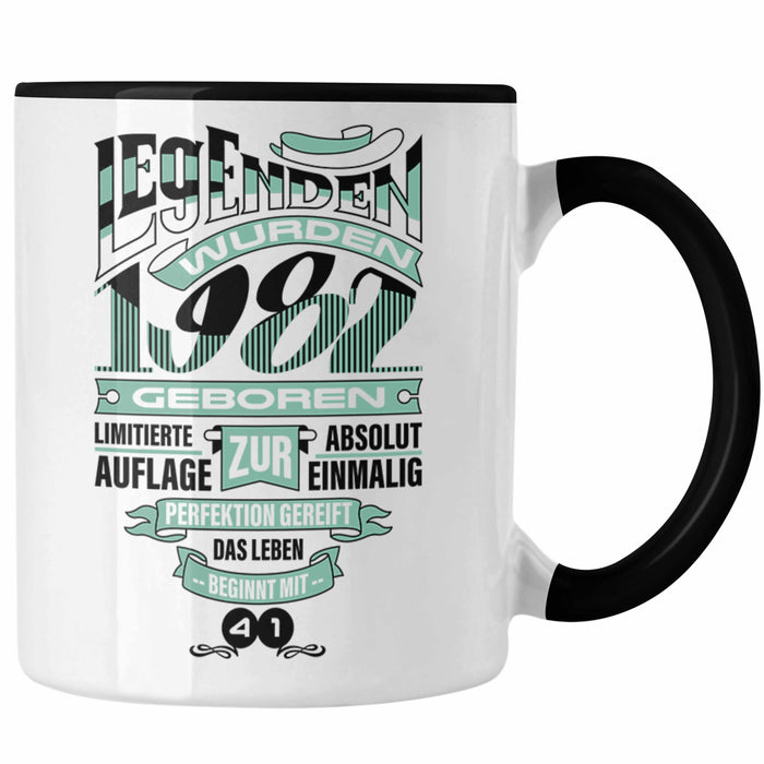TRENDATION 40. Geburtstag Tasse Frau Mann Geschenk 40er Geschenkidee 40 Mutter Vater Schwarz Trendation