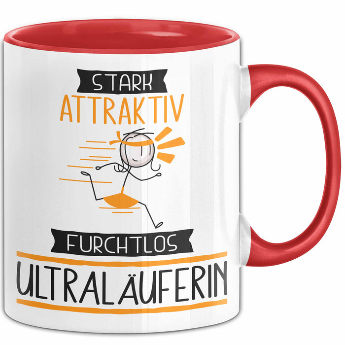 Ultraläuferin Tasse Geschenk Becher Stark Attraktiv Furchtlos Ultraläuferin Lustige Geschenkidee Rot Trendation