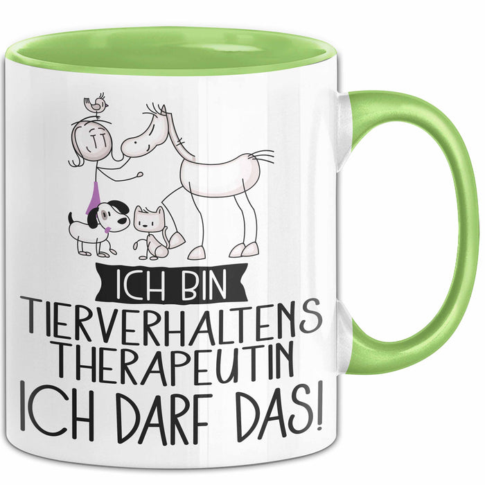 Geschenk für Tierverhaltenstherapeutin Tasse Lustige Geschenkidee Geburtstag Ich Bin Tierverhaltenstherapeutin Ich Darf Das Grün Trendation