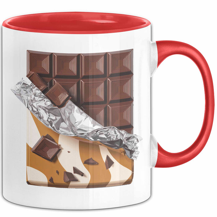 Schokoladenliebhaber Tasse Geschenkidee für Naschkatzen Rot Trendation