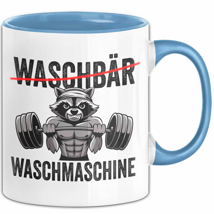 Waschbär Tierliebhaber Tasse Geschenk Lustige Geschenkidee Spruch Waschbär Waschmaschine Blau Trendation