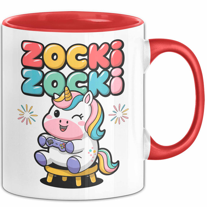 Gamer Gaming Liebhaber Tasse Geschenk Lustige Geschenkidee Spruch Zocki Zocki Rot Trendation