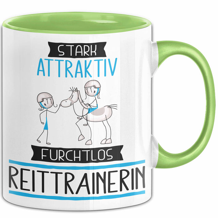Reittrainerin Tasse Geschenk Becher Stark Attraktiv Furchtlos Reittrainerin Lustige Geschenkidee Grün Trendation