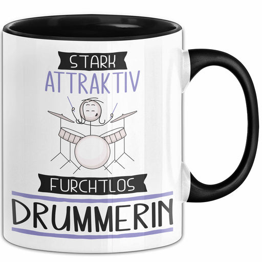 Drummerin Tasse Geschenk Becher Stark Attraktiv Furchtlos Drummerin Lustige Geschenkidee Trendation