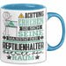 Reptilienhalter Geschenk Tasse Lustiger Spruch Erheben Sie Sich Der Reptilienhalter Betritt den Raum Blau Trendation