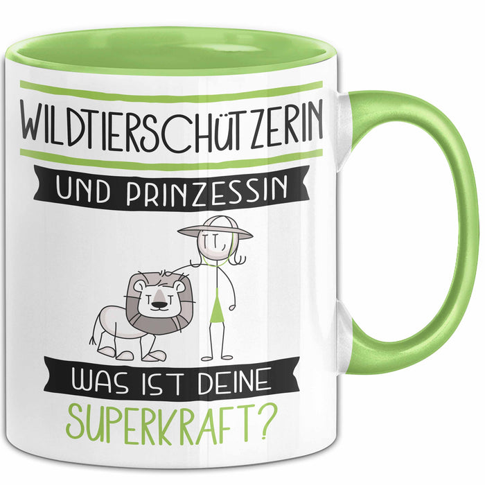 Wildtierschützerin Und Prinzessin Tasse Geschenk Für Eine Wildtierschützerin Geburtstag Was Ist Deine Superkraft Grün Trendation