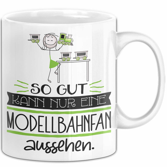 Modellbahnfan Geschenk Tasse So Gut Kann Nur Eine Modellbahnfan Aussehen Geschenkidee Geburtstag Weihnachten Lustig Weiß Trendation