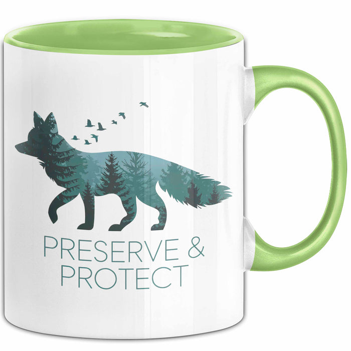 Fuchs Tierliebhaber Tasse Geschenk Lustige Geschenkidee Spruch Bewahren & Schützen Grün Trendation