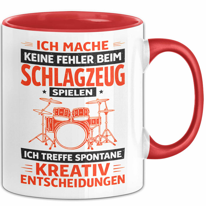 Schlagzeugspieler Schlagzeuger Schlagzeug Tasse Geschenk Lustige Geschenkidee Spruch Ich Mache Keine Fehler Beim Schlagzeug Spielen Rot Trendation