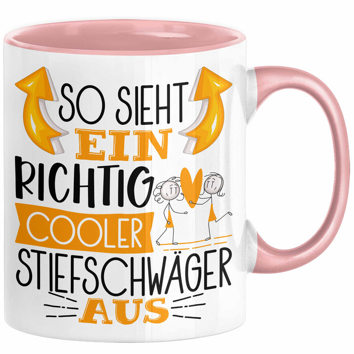 So Sieht Ein Richtig Cooler Stiefschwäger Aus Geschenk Tasse Lustiger Spruch Geschenkidee Rosa Trendation