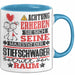 Stiefschwager Geschenk Tasse Lustiger Spruch Erheben Sie Sich Der Stiefschwager Betritt den Raum Blau Trendation