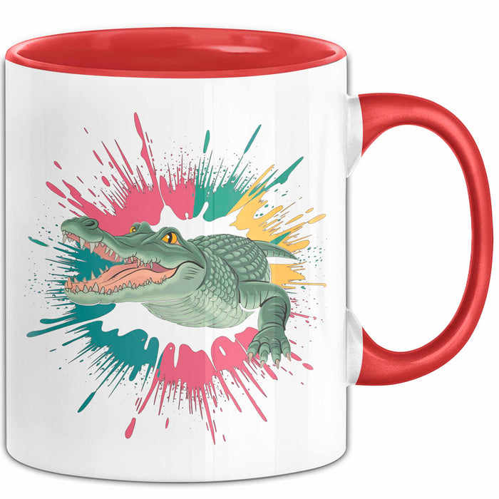 Krokodil Tier Tasse Geschenk Lustige Geschenkidee Spruch Rot Trendation
