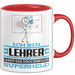 Lehrer Geschenk Tasse Ich Bin Lehrer Aber Sag Doch Einfach Superheld Lustige Geschenkdiee für Lehrer Kaffee-Becher Rot Trendation