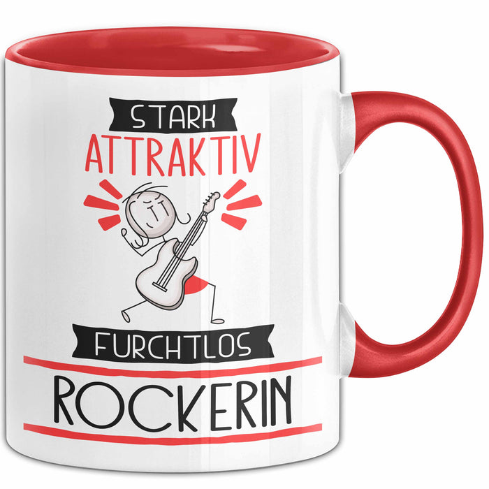 Rockerin Tasse Geschenk Becher Stark Attraktiv Furchtlos Rockerin Lustige Geschenkidee Rot Trendation