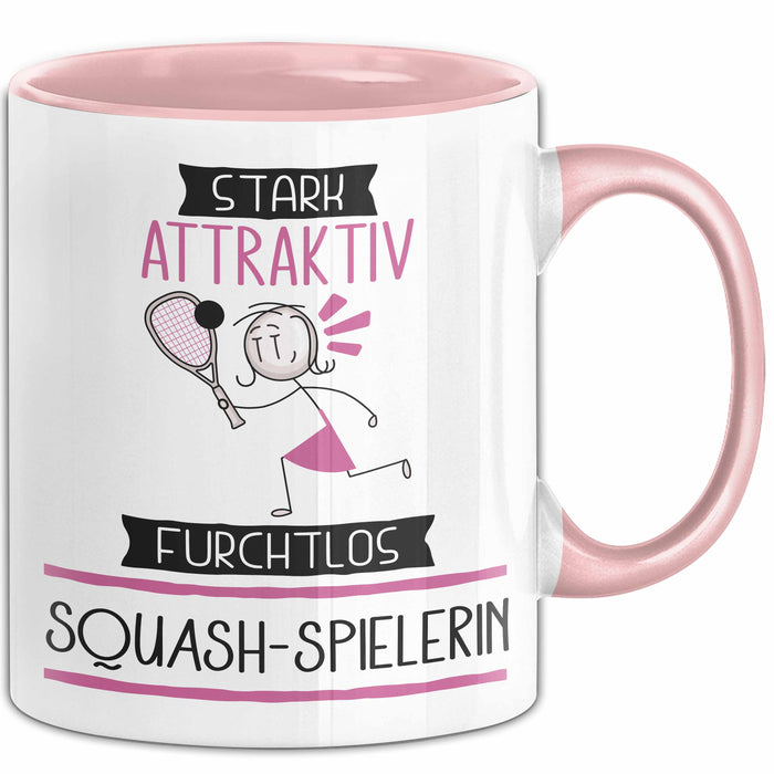 Squash-Spielerin Tasse Geschenk Becher Stark Attraktiv Furchtlos Squash-Spielerin Lustige Geschenkidee Rosa Trendation
