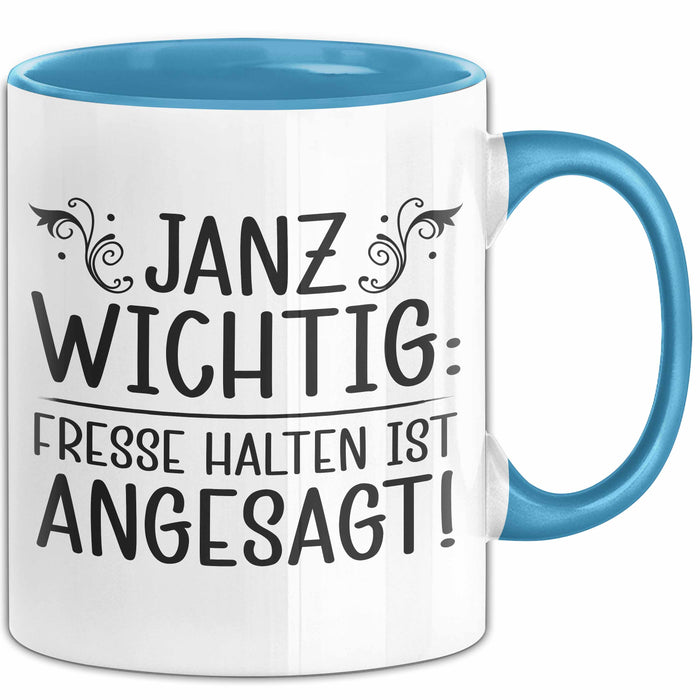 Kollege Tasse Geschenk Janu Wichtig Fresse Halten Ist Angesagt Blau Trendation