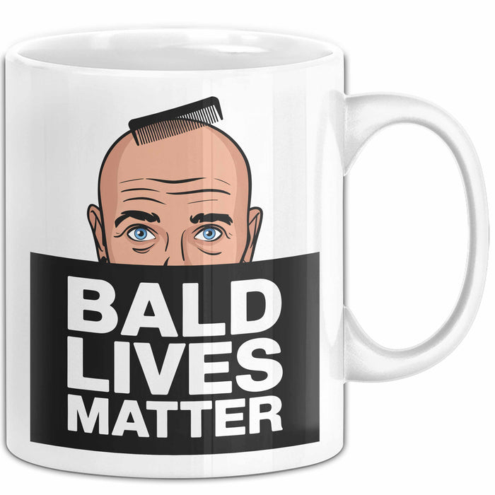 Glatze Tasse Geschenk Bald Lives Matter Geschenkidee Lustig Maenner Weiß Trendation