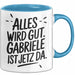 Gabriele Tasse Geschenk Alles Ist Gut Gabriele Ist Jetz Da Geschenkidee Becher mit Name Blau Trendation