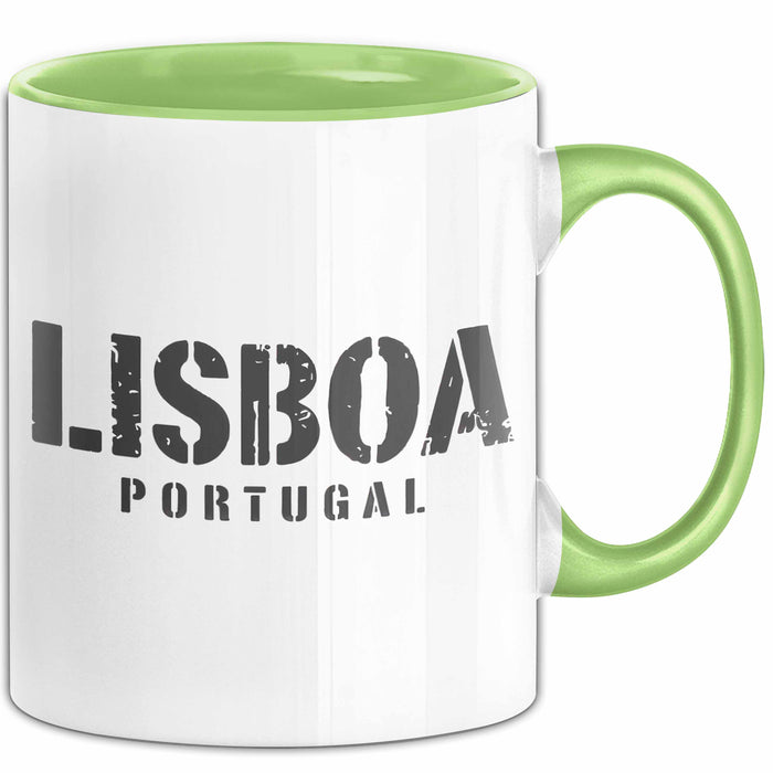 Lissabon Portugal Tasse Geschenk Lustige Geschenkidee Spruch Grün Trendation