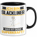 Slackliner Tasse Geschenk für Slackliner Geburtstag Lustiger Spruch Kaffee-Becher Was Ist Deine Superkraft Schwarz Trendation