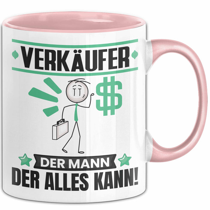 Verkäufer Tasse Geschenk für Verkäufer Der Mann Der Alles Kann Geschenkidee zum Geburtstag Rosa Trendation