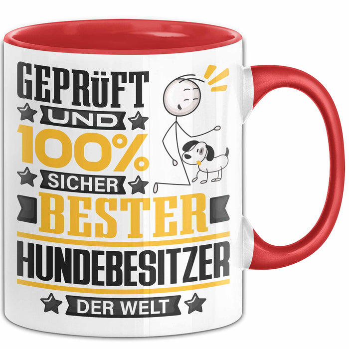 Hundebesitzer Geschenk Lustiger Spruch für Hundebesitzer Geschenkidee Bester Hundebesitzer Der Welt Rot Trendation