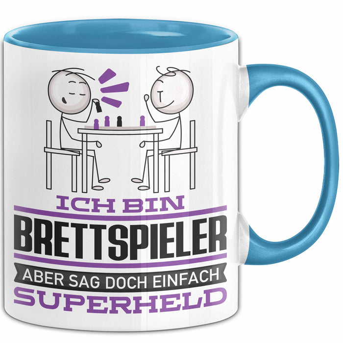 Brettspieler Geschenk Tasse Ich Bin Brettspieler Aber Sag Doch Einfach Superheld Lustige Geschenkdiee für Brettspieler Kaffee-Becher Blau Trendation