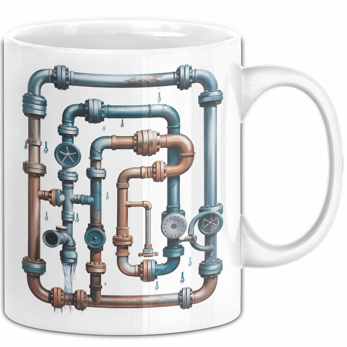 Klempner Tasse Geschenkidee für Rohrleger Lustiger Spruch Weiß Trendation