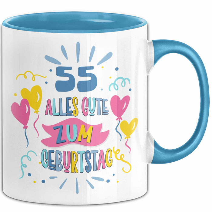 55. Geburtstag Tasse Geschenk Männer Frauen Lustig Alles Gute Zum Geburtstag 55er Geburtstags Grüße Geschenkidee Blau Trendation