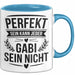 Gabi Tasse Geschenk Perfekt Sein Kann Jeder Geschenkidee Geburtstag Blau Trendation
