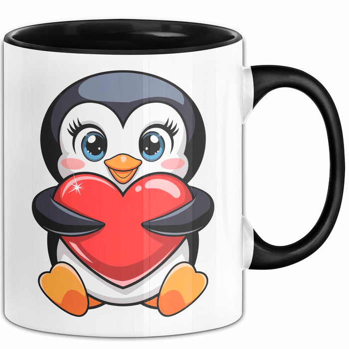 Pinguin Herz Tasse Geschenk Lustige Geschenkidee Spruch Schwarz Trendation