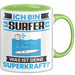 Surfer Tasse Geschenk für Surfer Geburtstag Lustiger Spruch Kaffee-Becher Was Ist Deine Superkraft Grün Trendation