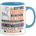 Hundemasseur Geschenk Tasse Lustiger Spruch Erheben Sie Sich Der Hundemasseur Betritt den Raum Blau Trendation