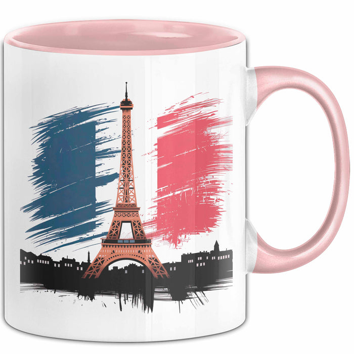Frankreich Flagge Paris Eiffelturm Tasse Geschenk Lustige Geschenkidee Spruch Rosa Trendation